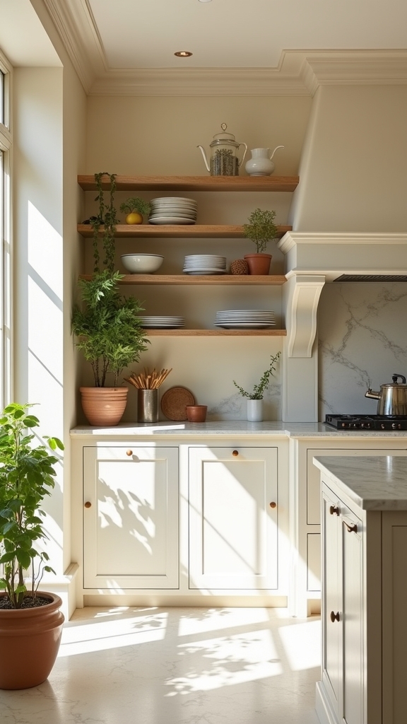 open shelving for aesthetics