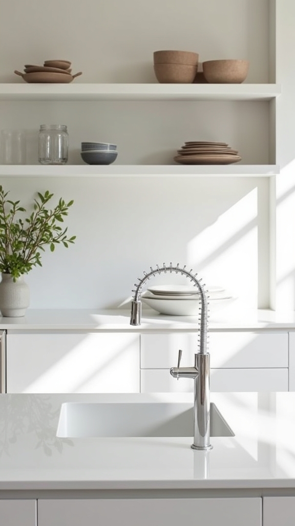open shelving white worktops