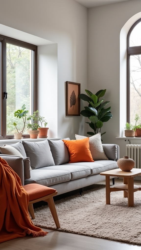 orange accents enhance warmth