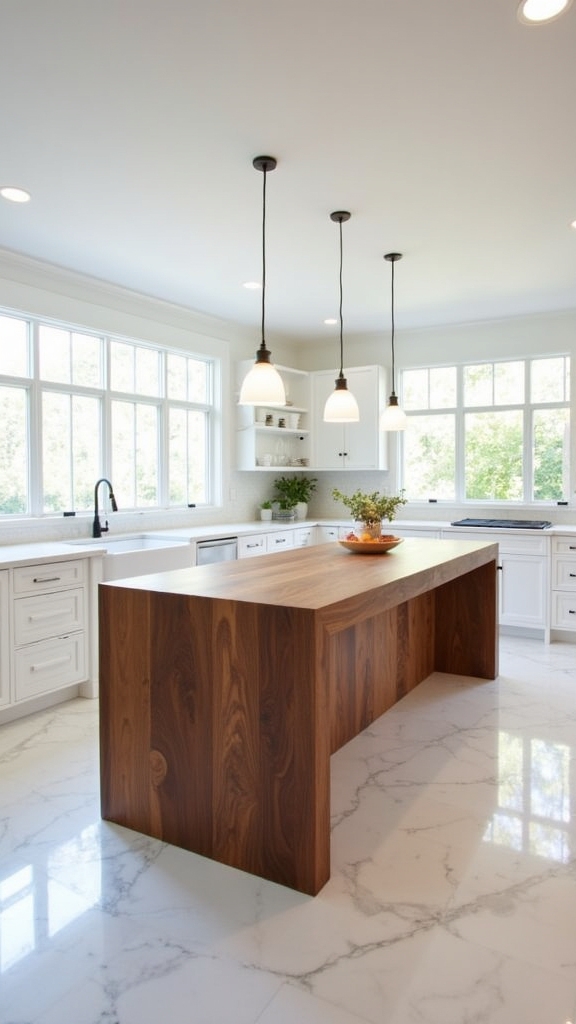 oversized wood island elegance