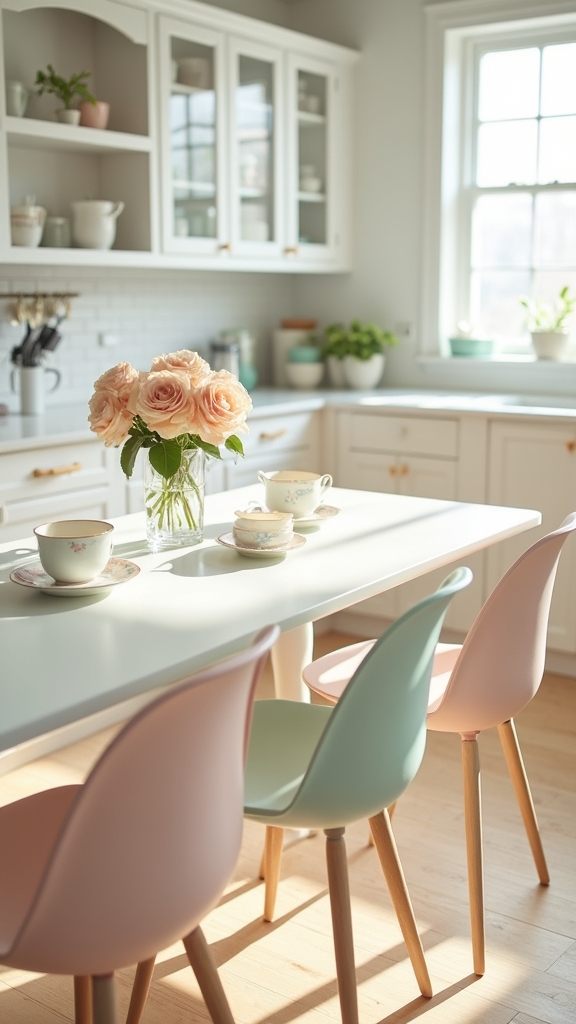 pastel hues enhance white furniture