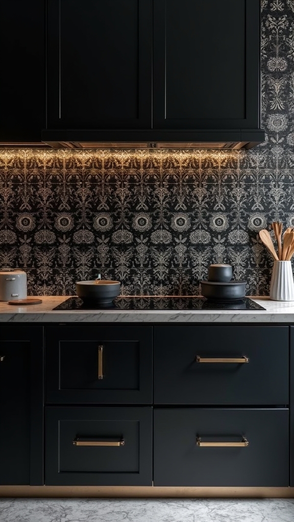 patterned black tile elegance