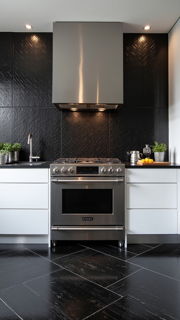 patterned black tile elegance