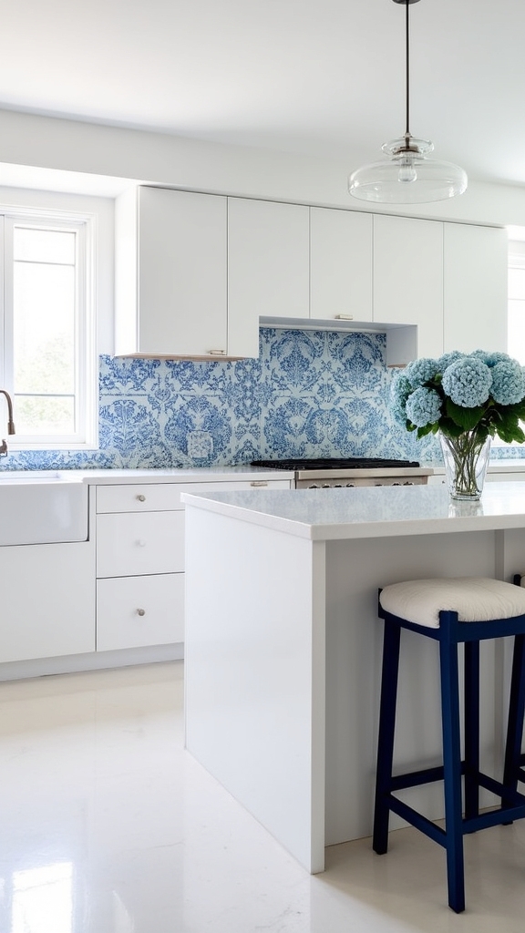 patterned blue tile elegance