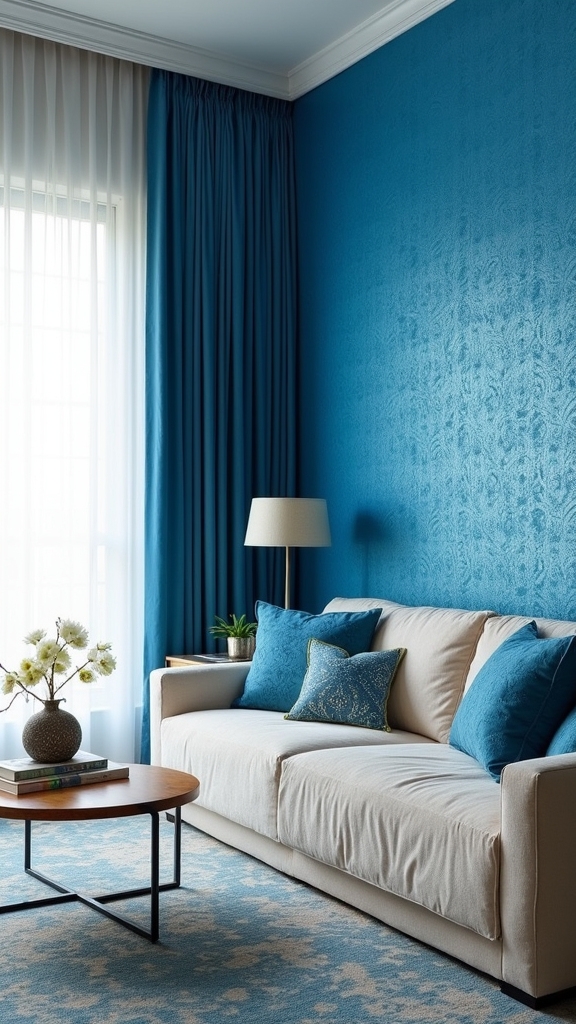 patterned blue wallpaper elegance
