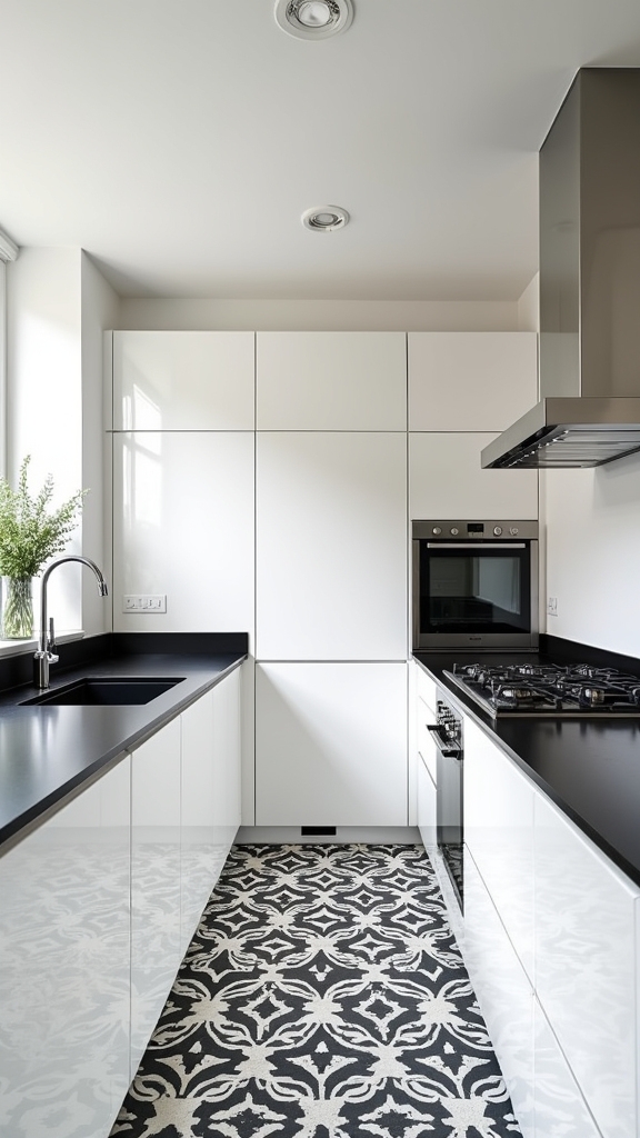 patterned floors enhance kitchens