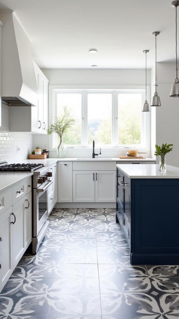 patterned tiles enhance kitchen