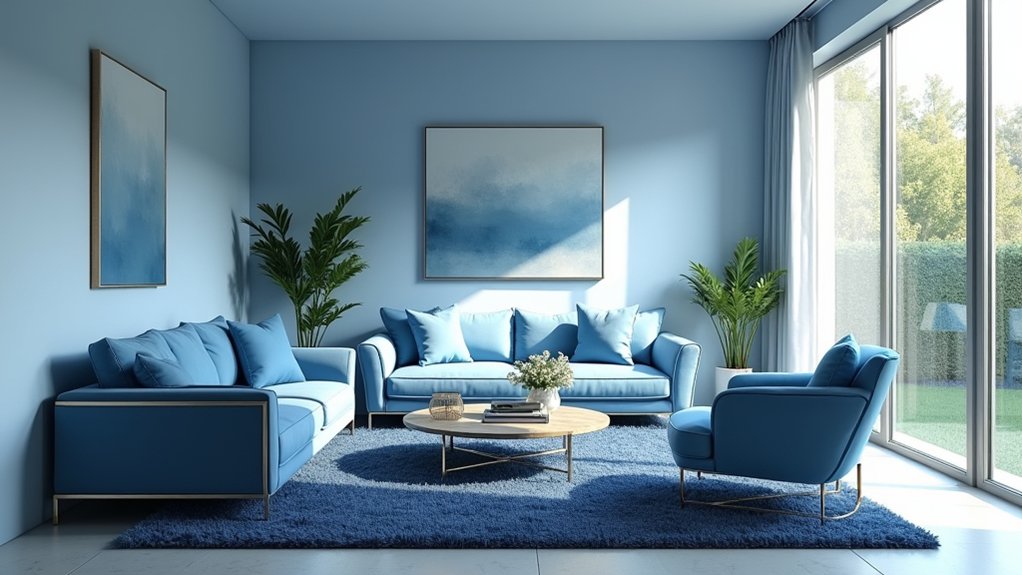 peaceful blue living rooms