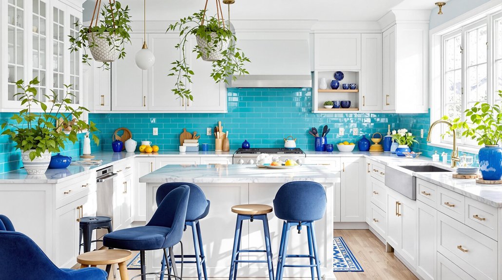 playful blue kitchen accents