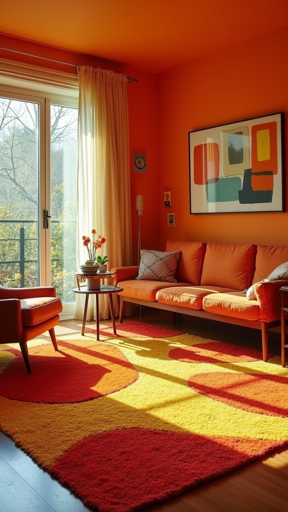 playful patterned rugs enhance ambiance