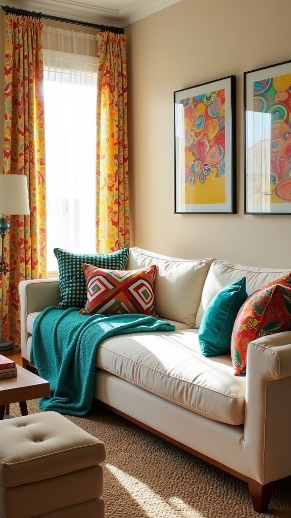 playful patterned textiles enhance interiors