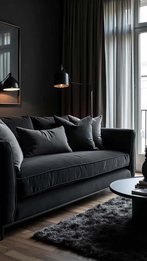 plush textiles soften black decor