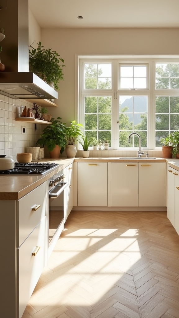 refined geometric kitchen flooring