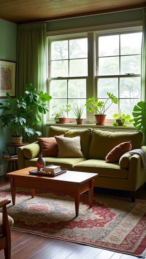 retro green and brown