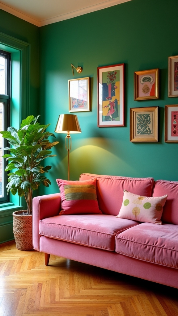 retro green pink elegance