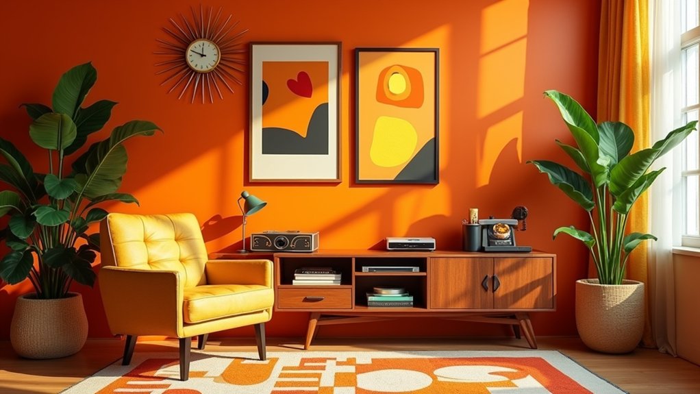 retro orange living room ideas