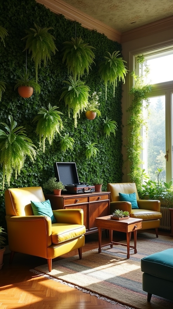 retro vibrant green interiors