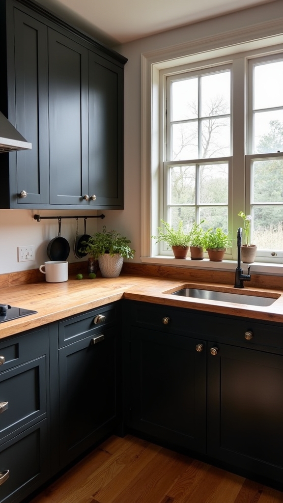 rustic black cabinets reclaimed wood