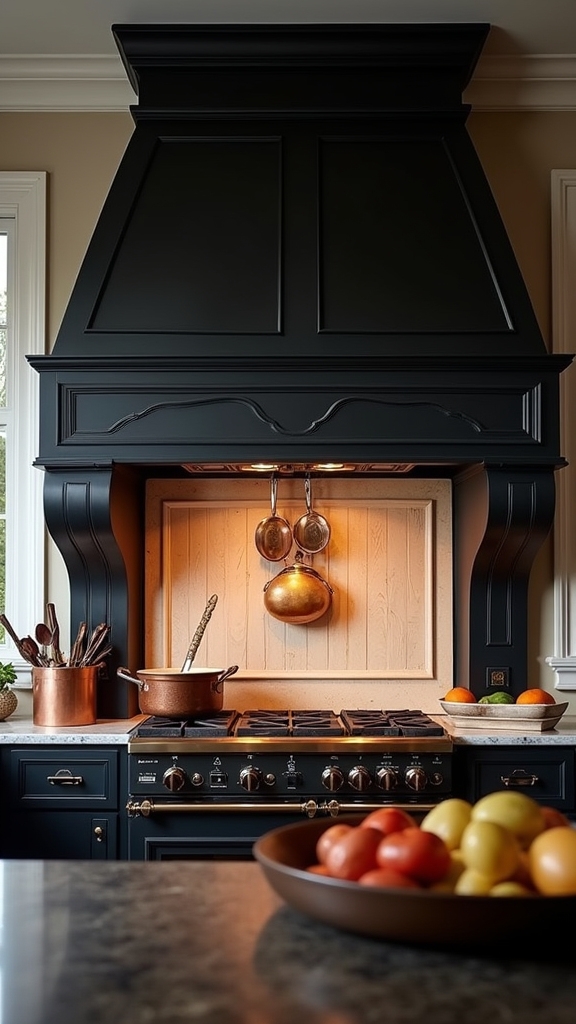 rustic black kitchen focal point