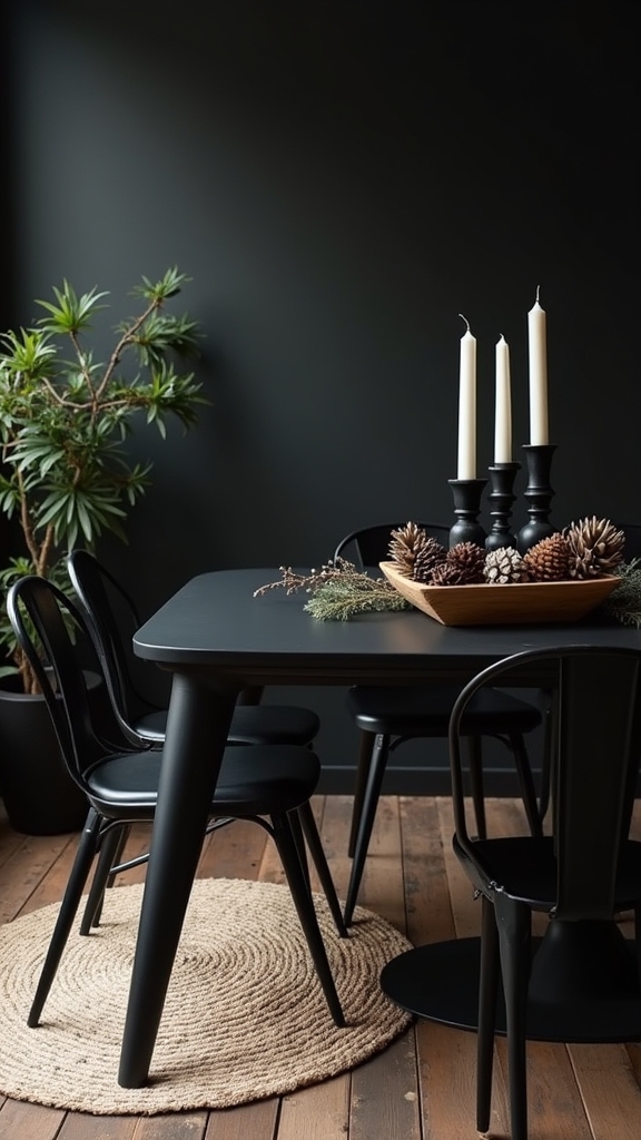 rustic elements enhance black table
