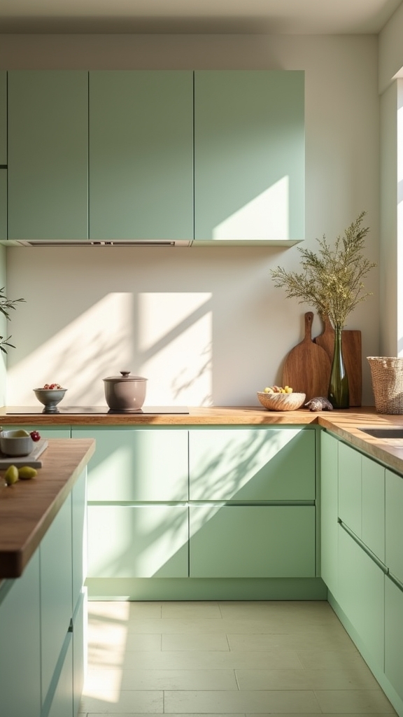 sage green butcher block elegance
