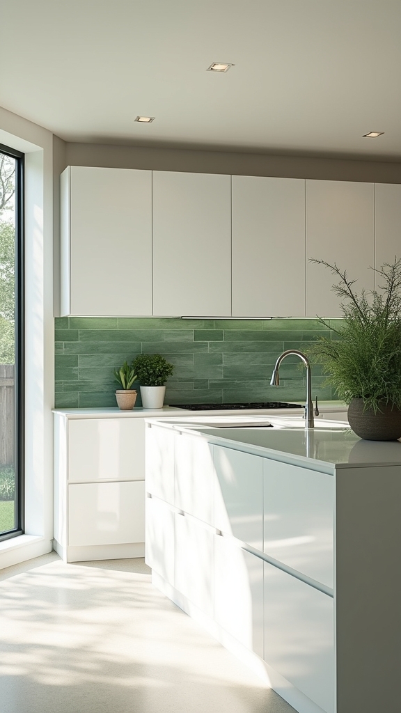 sage green contemporary kitchen