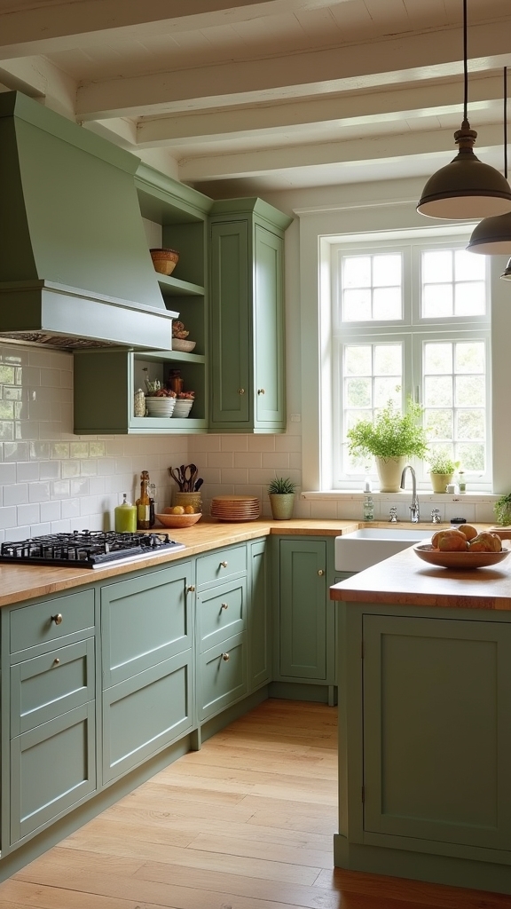 sage green cozy kitchens