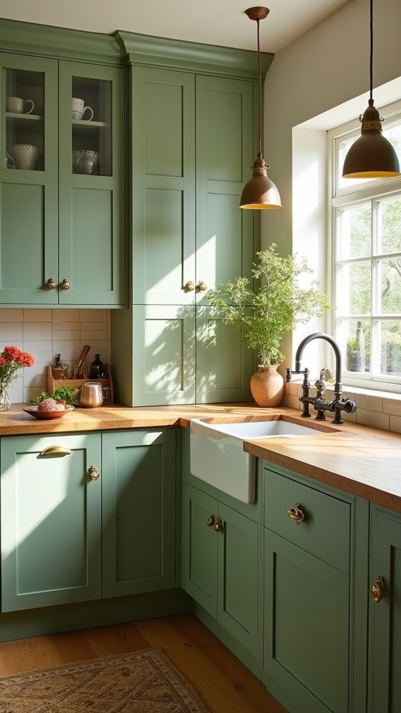 sage green eclectic kitchen design