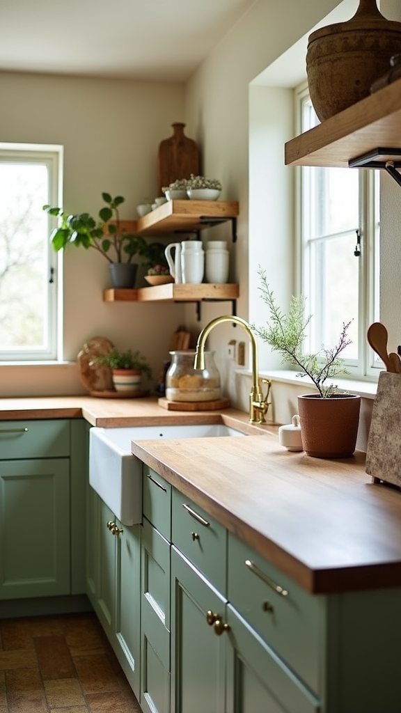 sage green elegance brass warmth