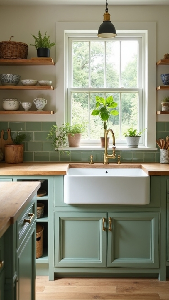 sage green farmhouse kitchen charm
