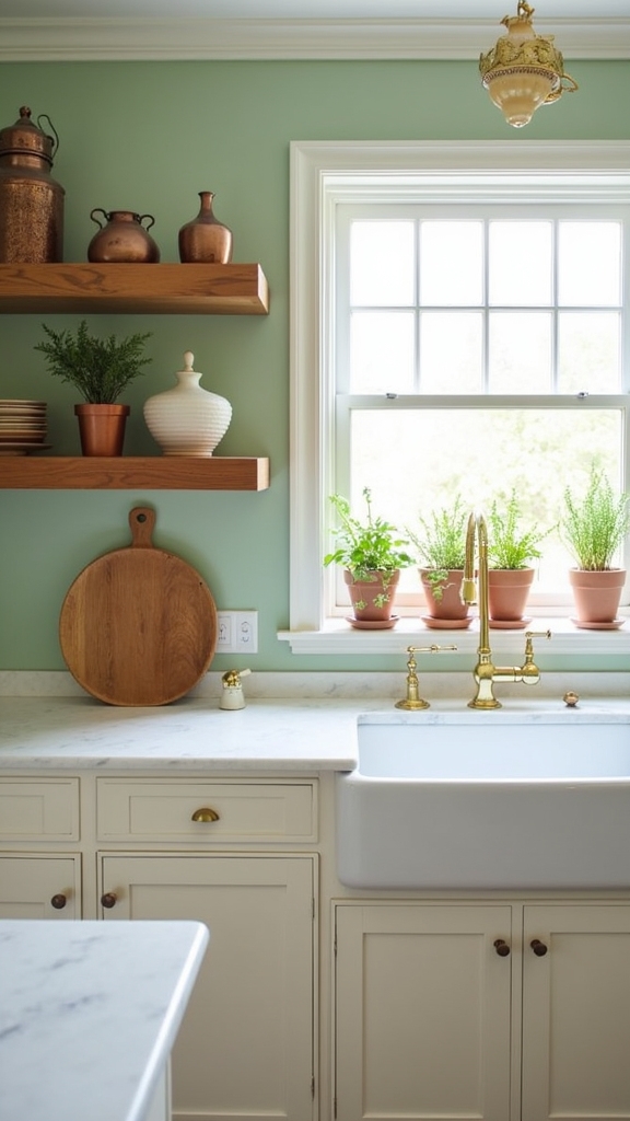sage green kitchen accent