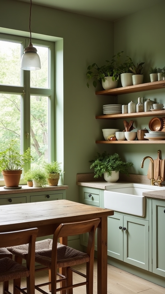 sage green kitchen tranquility