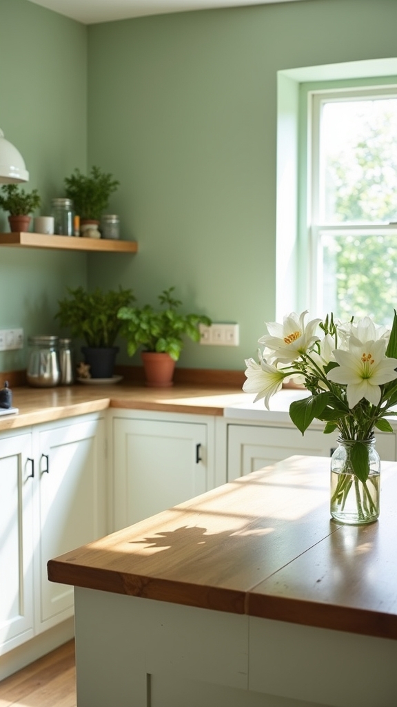 sage green kitchen transformation