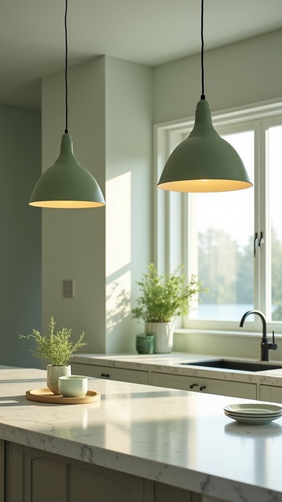 sage green lighting accents