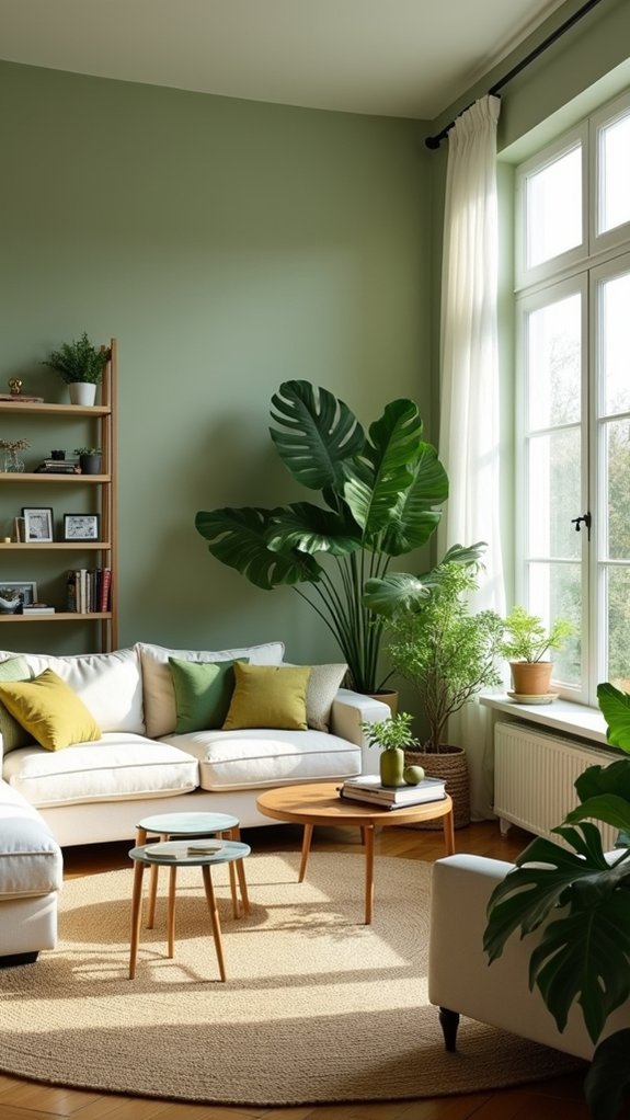 sage green living room accents