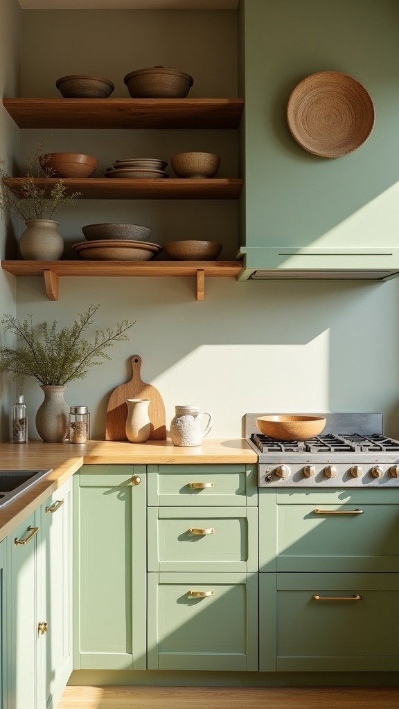 sage green natural wood elegance