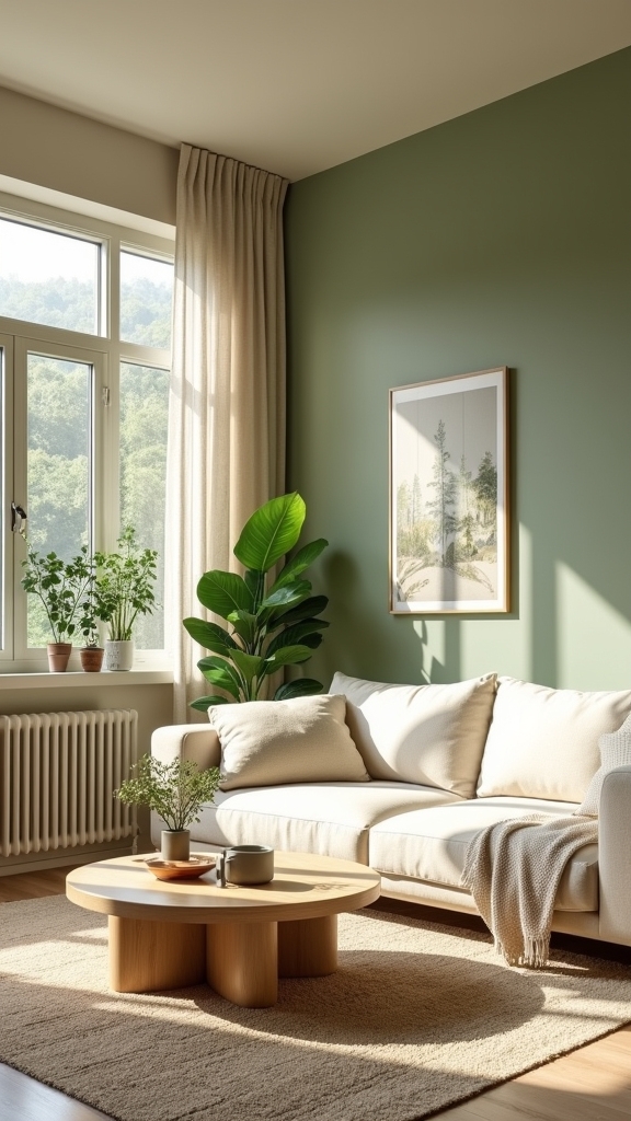 sage green tranquility accent wall