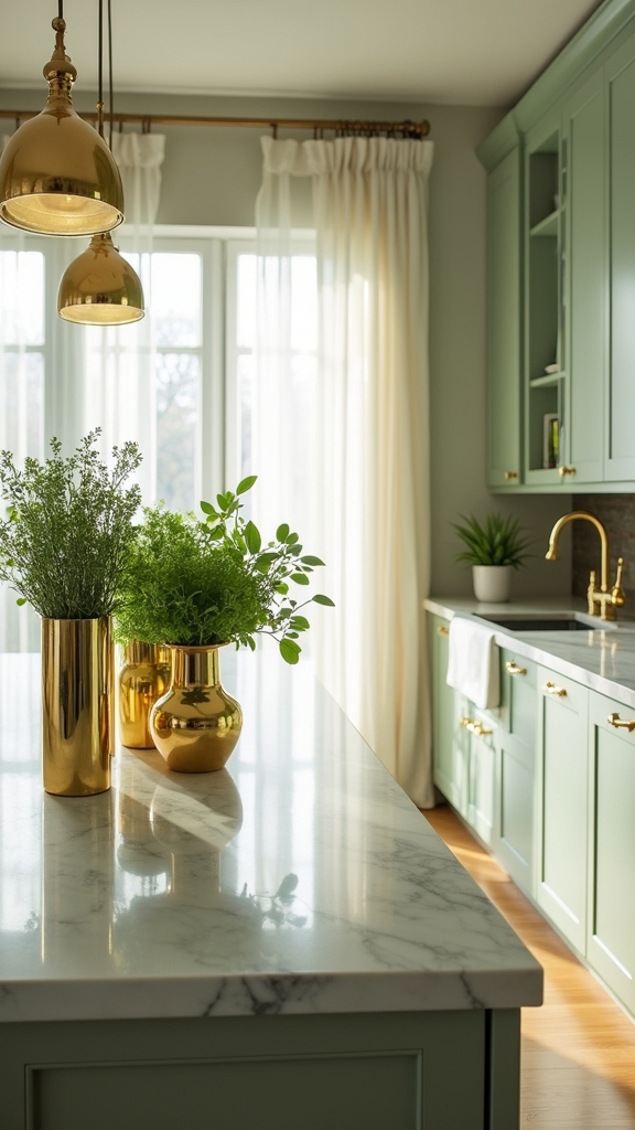 sage green with gold elegance