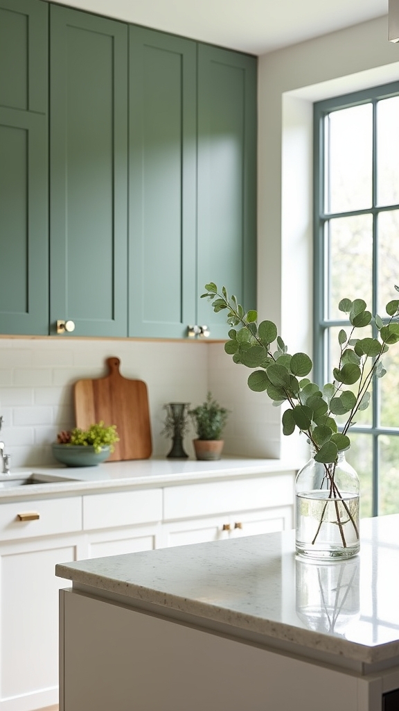 sage two tone cabinetry elegance