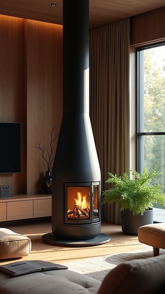 sculptural versatile fireplace design