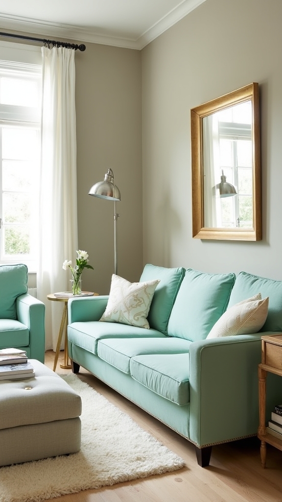 seafoam green with neutrals