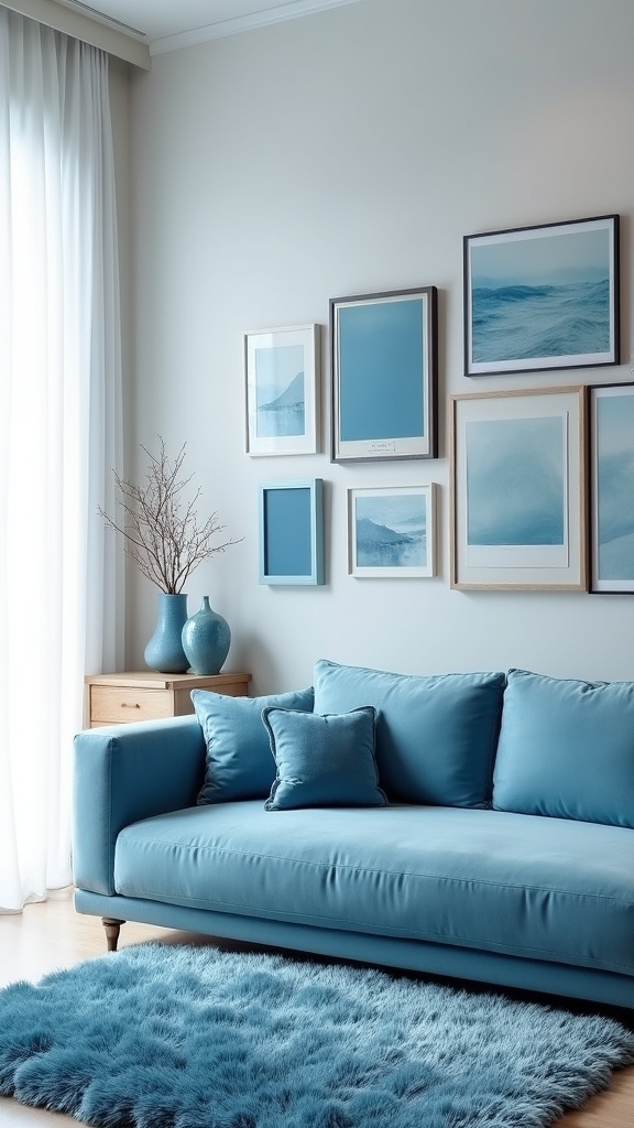 serene blue gallery wall
