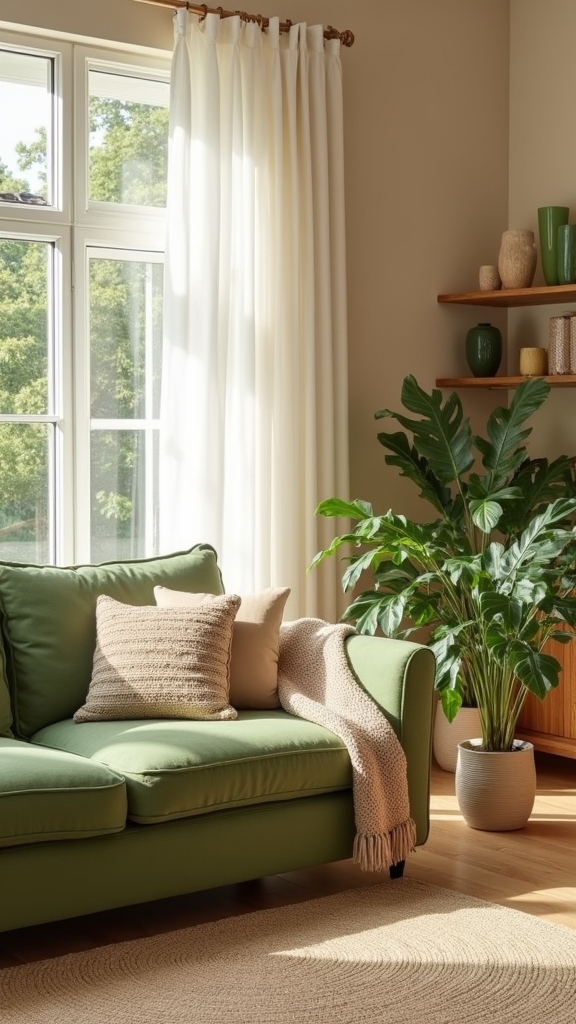 serene green and beige accents