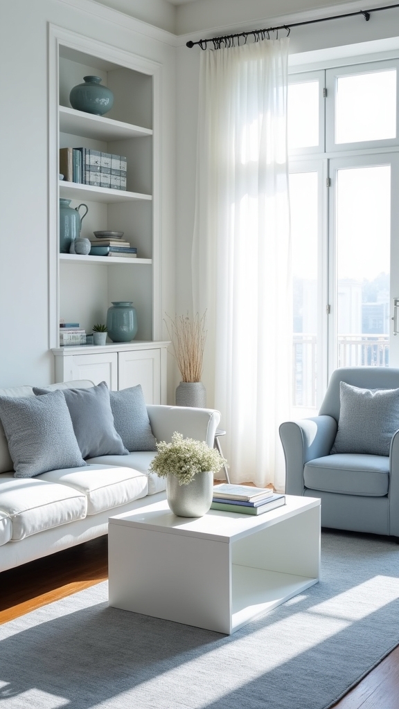 serene white grey blue harmony