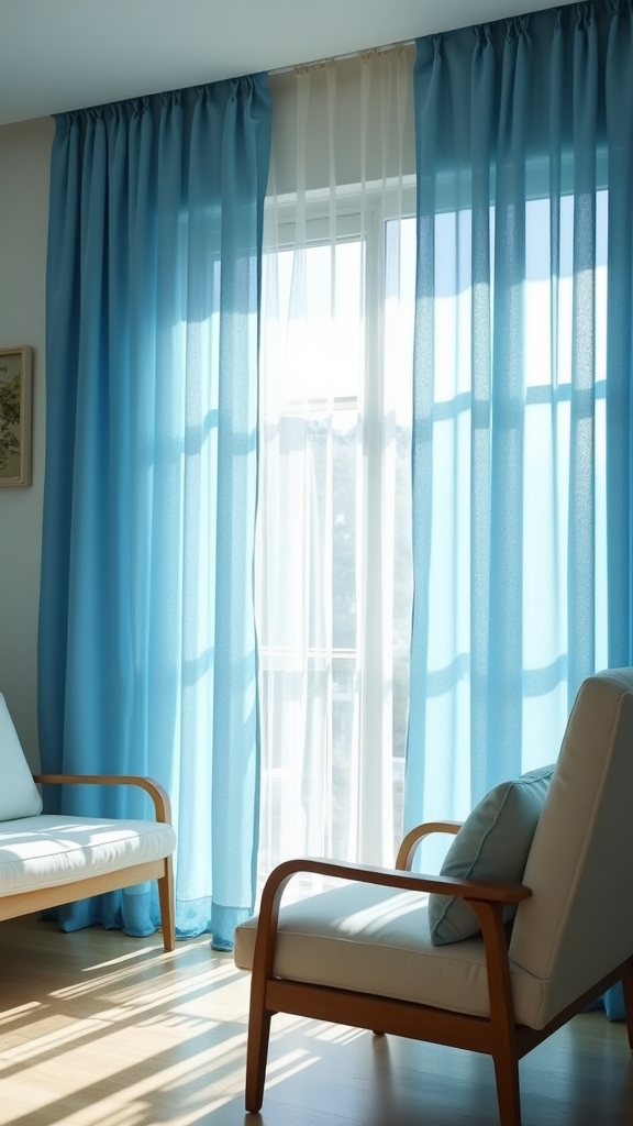 sheer blue drapes elegance