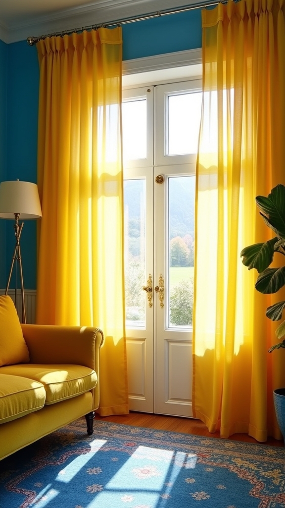 sheer yellow curtains elegance