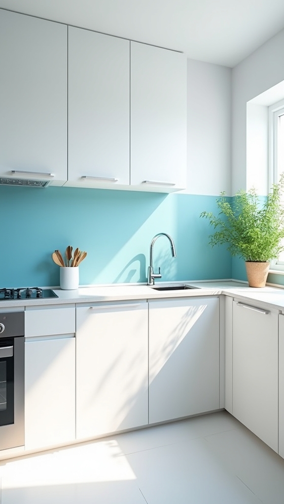 sky blue kitchen backsplash elegance
