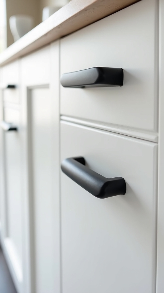 sleek black cabinet hardware