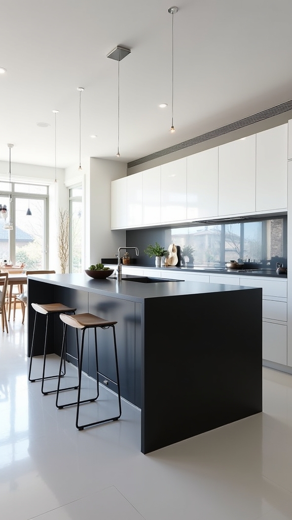 sleek black island elegance