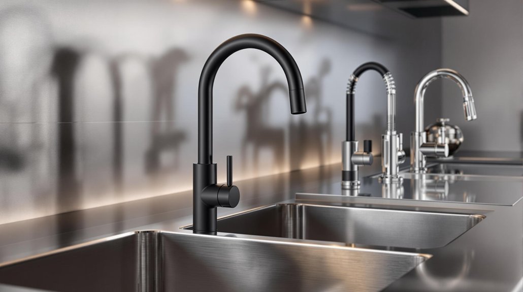 sleek black kitchen faucet